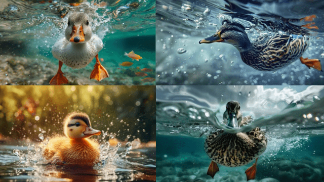 Ducks Diving into depths